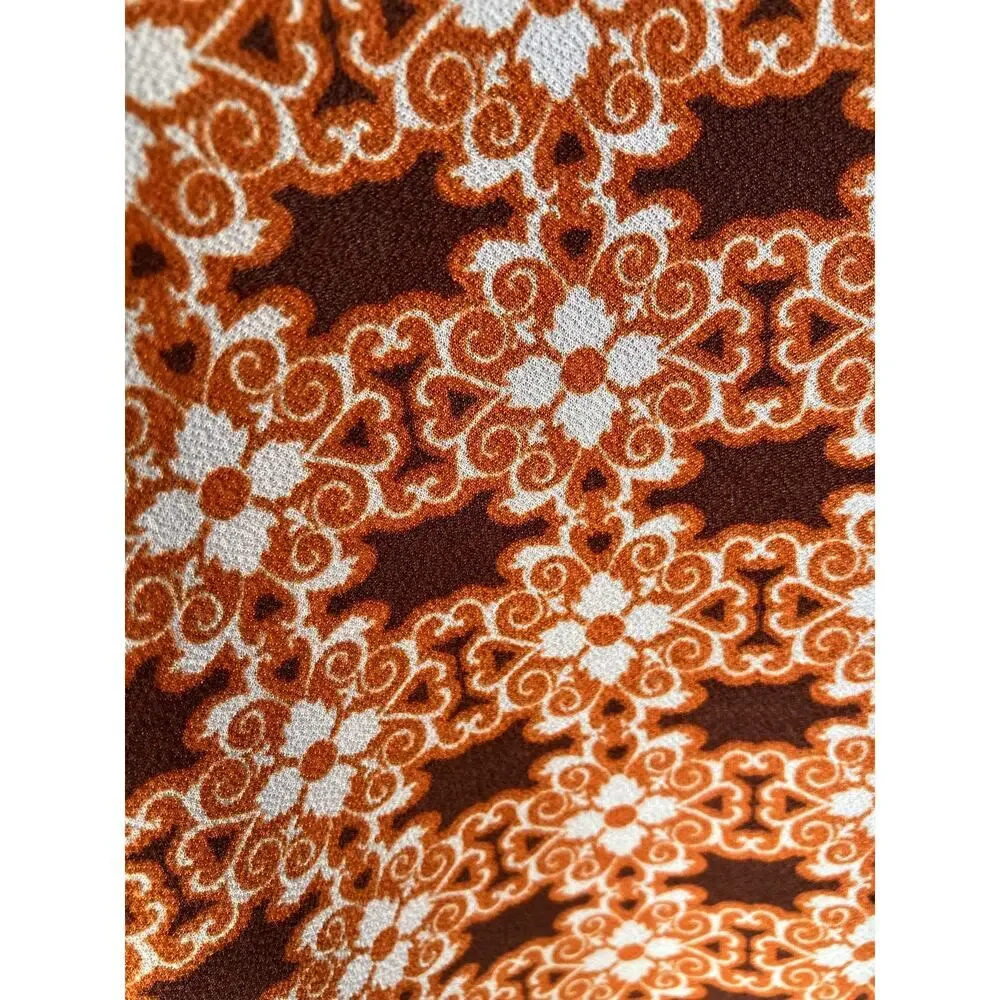 Hot Ginger Boho Geometric Shift‎ Dress Brown Cream Stretch 2XL